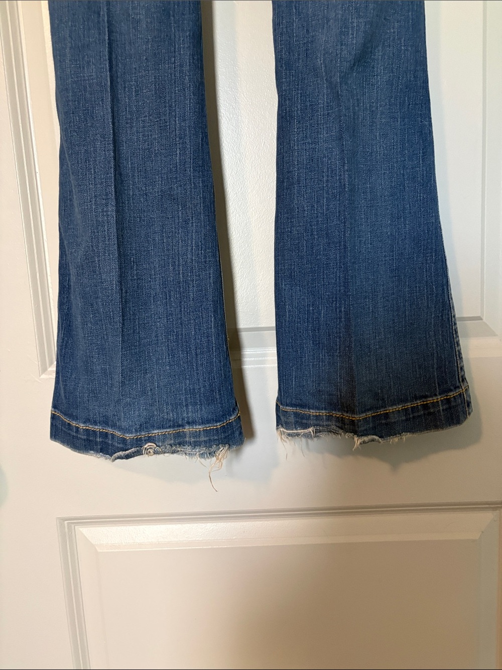 True Religion Distressed Low-Rise Dark Blue Flare Jeans - Picture 7 of 7